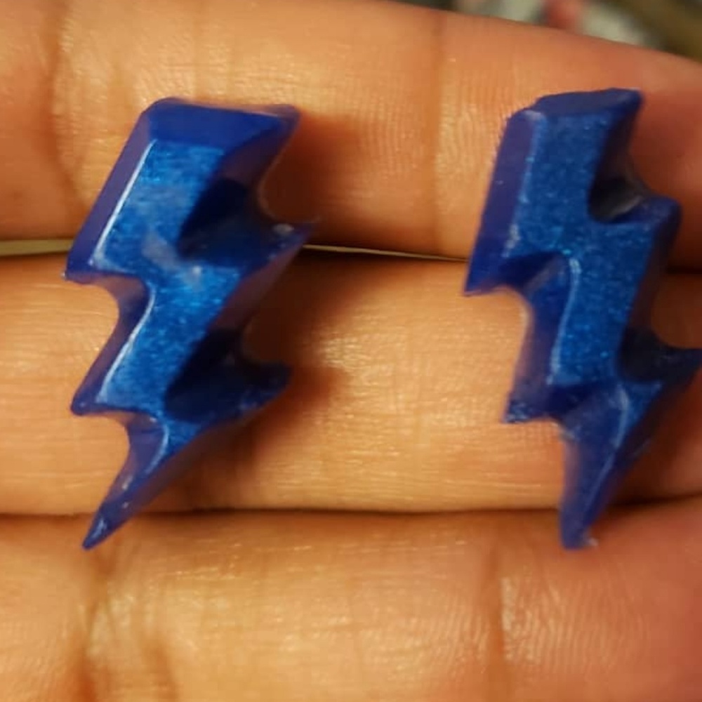 Homemade Resin Royal Blue Earrings